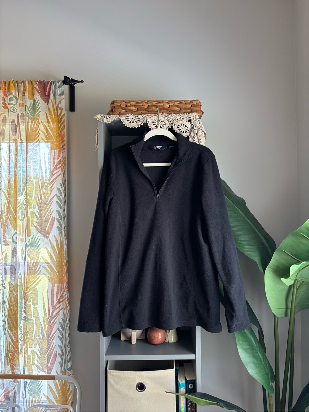 lands end fleece quarter zip jacket